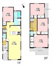 藤沢市本鵠沼、新築一戸建ての間取り画像です