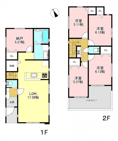 藤沢市本鵠沼、新築一戸建ての間取り画像です