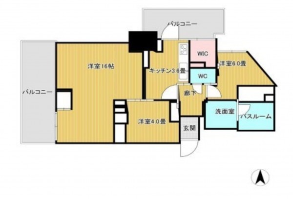 藤沢市辻堂新町、マンションの間取り画像です