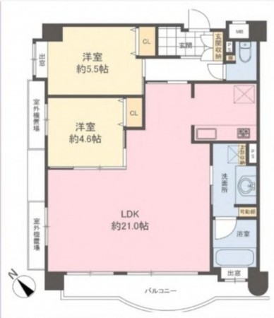 藤沢市片瀬海岸、マンションの間取り画像です