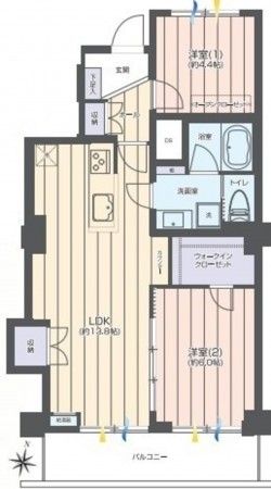 藤沢市鵠沼東、マンションの間取り画像です
