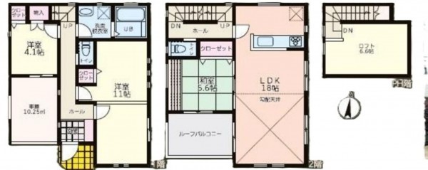 藤沢市鵠沼神明、中古一戸建ての間取り画像です