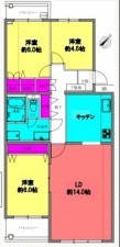 藤沢市鵠沼神明、マンションの間取り画像です