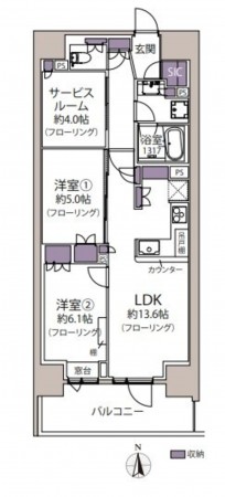 藤沢市辻堂新町、マンションの間取り画像です