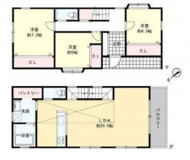 藤沢市鵠沼松が岡、中古一戸建ての間取り画像です