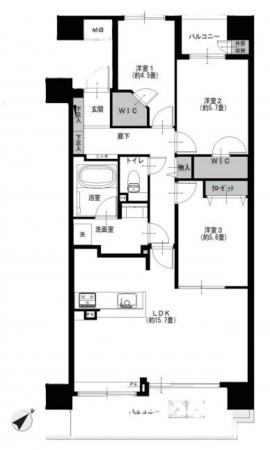 藤沢市藤沢、マンションの間取り画像です