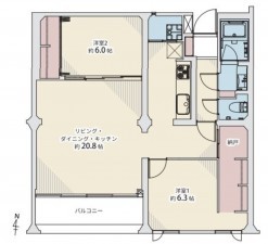 藤沢市片瀬海岸、マンションの間取り画像です
