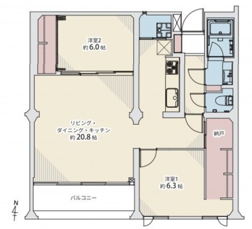 藤沢市片瀬海岸、マンションの間取り画像です
