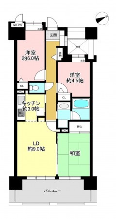 藤沢市片瀬海岸、マンションの間取り画像です