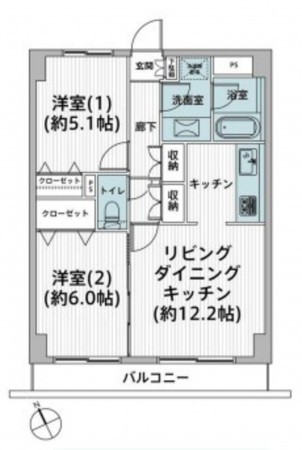 藤沢市藤沢、マンションの間取り画像です