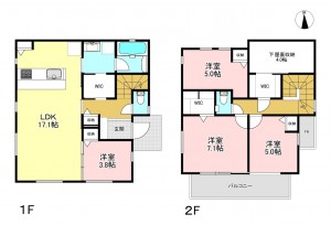 藤沢市並木台、新築一戸建ての間取り画像です