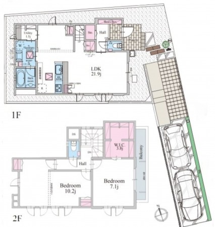 藤沢市並木台、新築一戸建ての間取り画像です