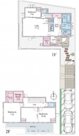 藤沢市並木台、新築一戸建ての間取り画像です