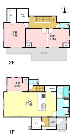 藤沢市並木台、新築一戸建ての間取り画像です