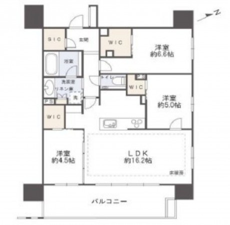 藤沢市片瀬海岸、マンションの間取り画像です