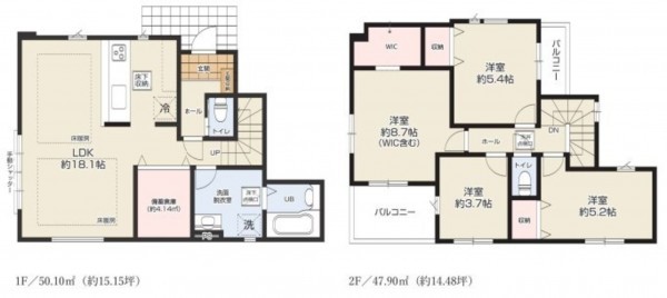 藤沢市辻堂東海岸、新築一戸建ての間取り画像です