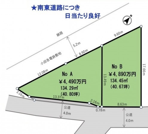 藤沢市鵠沼松が岡、土地の間取り画像です