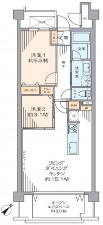 藤沢市片瀬海岸、マンションの間取り画像です