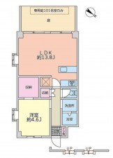 藤沢市羽鳥、マンションの間取り画像です
