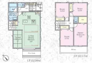 藤沢市本鵠沼、新築一戸建ての間取り画像です