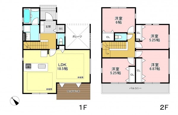 藤沢市本鵠沼、新築一戸建ての間取り画像です