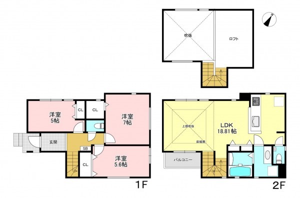藤沢市辻堂東海岸、新築一戸建ての間取り画像です