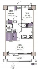 藤沢市鵠沼花沢町、マンションの間取り画像です