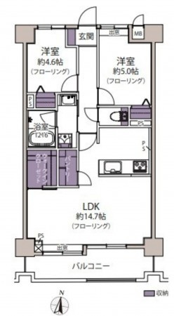 藤沢市鵠沼花沢町、マンションの間取り画像です