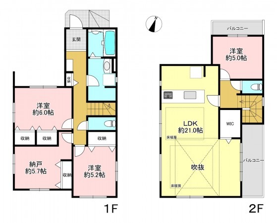 藤沢市辻堂、新築一戸建ての間取り画像です