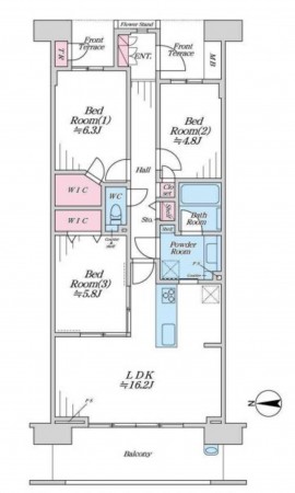 藤沢市川名、マンションの間取り画像です