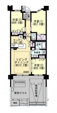 藤沢市鵠沼海岸、マンションの間取り画像です