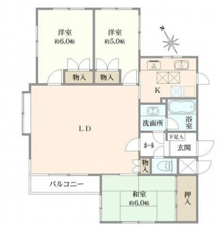 藤沢市鵠沼海岸、マンションの間取り画像です