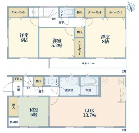 藤沢市西富、中古一戸建ての間取り画像です