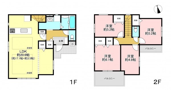 藤沢市片瀬、新築一戸建ての間取り画像です