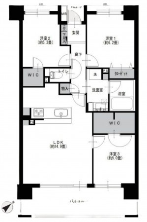 藤沢市藤沢、マンションの間取り画像です