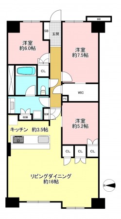 藤沢市辻堂西海岸、マンションの間取り画像です