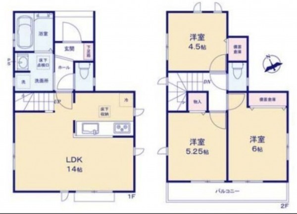 藤沢市辻堂元町、新築一戸建ての間取り画像です