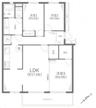 藤沢市鵠沼海岸、マンションの間取り画像です