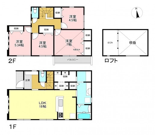 藤沢市羽鳥、新築一戸建ての間取り画像です