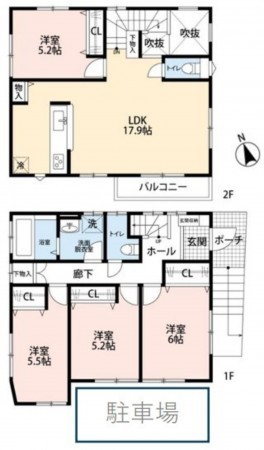 藤沢市鵠沼藤が谷、中古一戸建ての間取り画像です