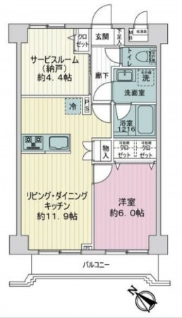 藤沢市片瀬海岸、マンションの間取り画像です