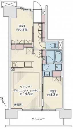 藤沢市鵠沼橘、マンションの間取り画像です