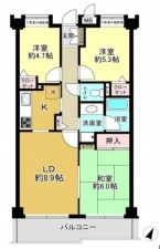 藤沢市藤が岡、マンションの間取り画像です