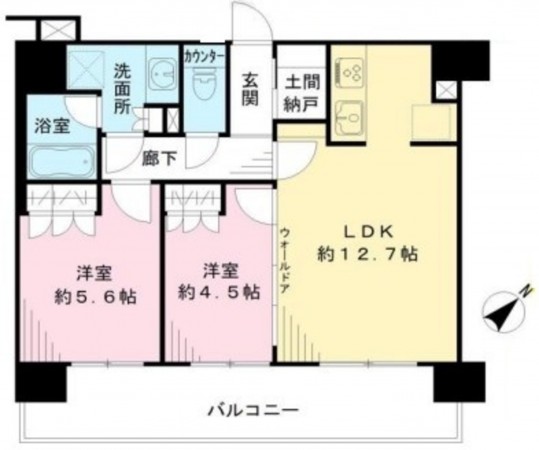 藤沢市片瀬海岸、マンションの間取り画像です