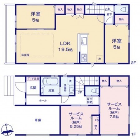 藤沢市城南、新築一戸建ての間取り画像です