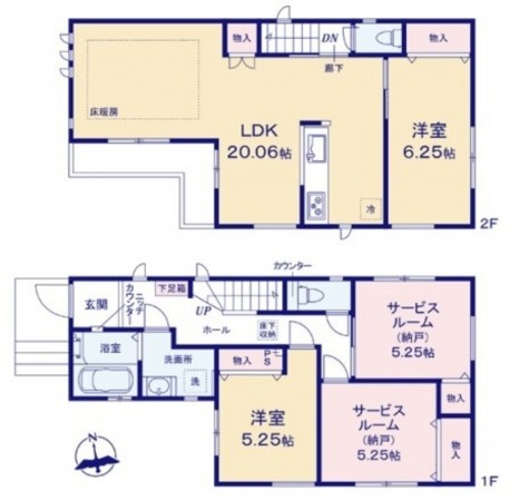藤沢市城南、新築一戸建ての間取り画像です
