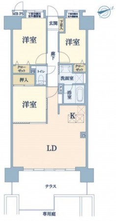 藤沢市片瀬海岸、マンションの間取り画像です