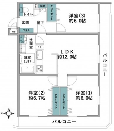藤沢市弥勒寺、マンションの間取り画像です