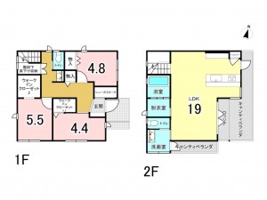 西尾市寄住町、中古一戸建ての間取り画像です