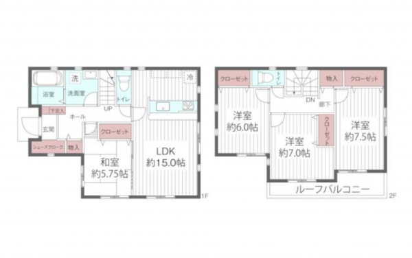 西尾市羽塚町、中古一戸建ての間取り画像です